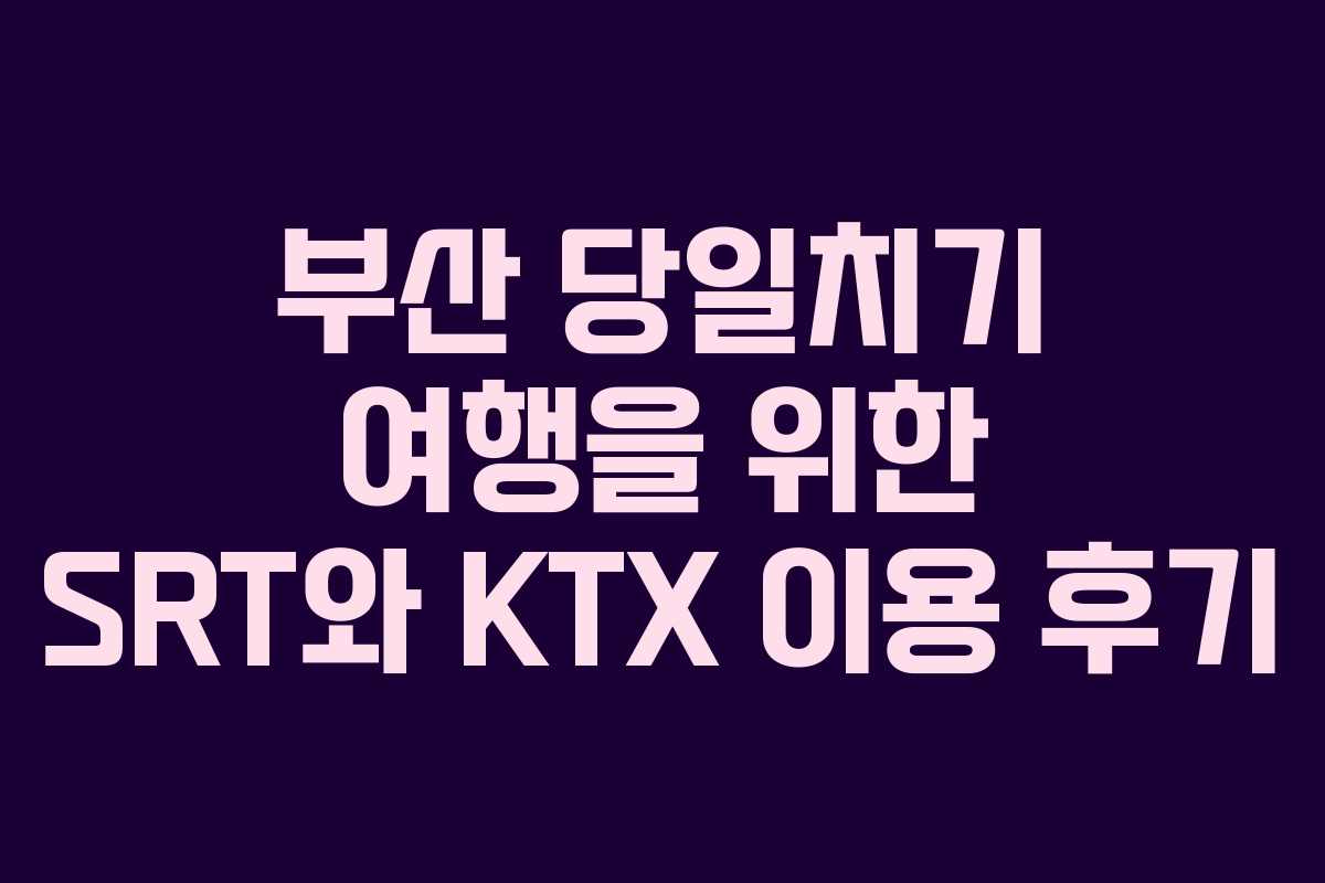 부산 당일치기 여행을 위한 SRT와 KTX 이용 후기