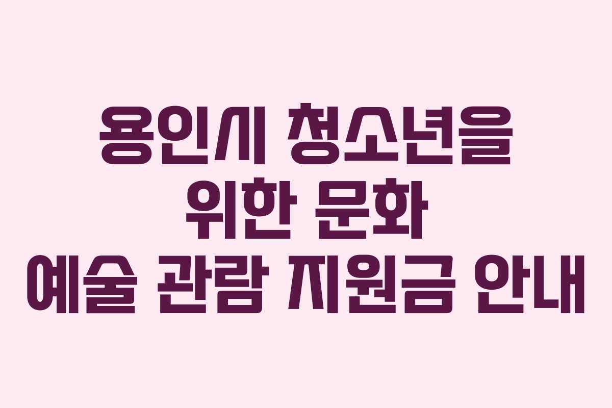 용인시 청소년을 위한 문화 예술 관람 지원금 안내