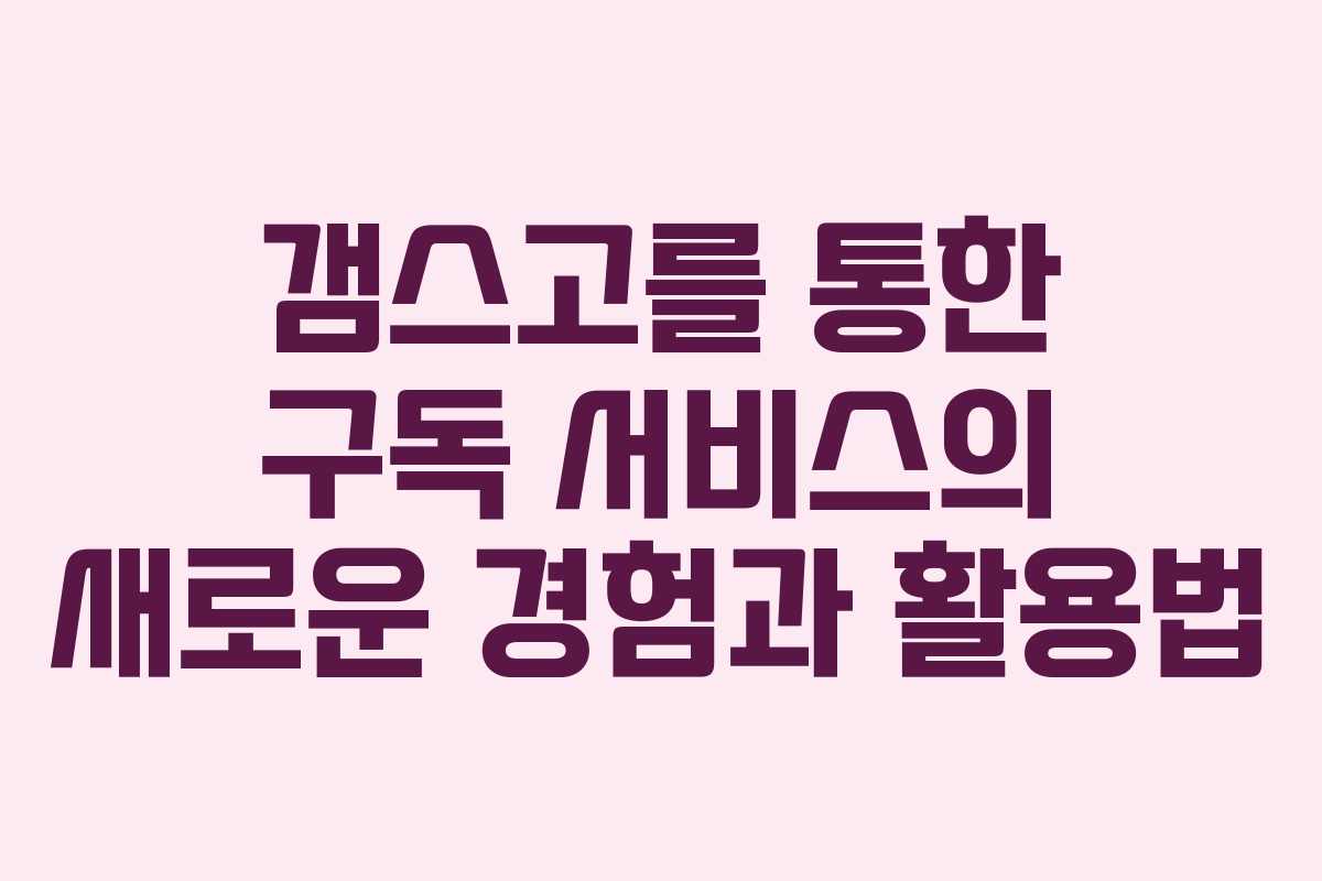 갬스고를 통한 구독 서비스의 새로운 경험과 활용법