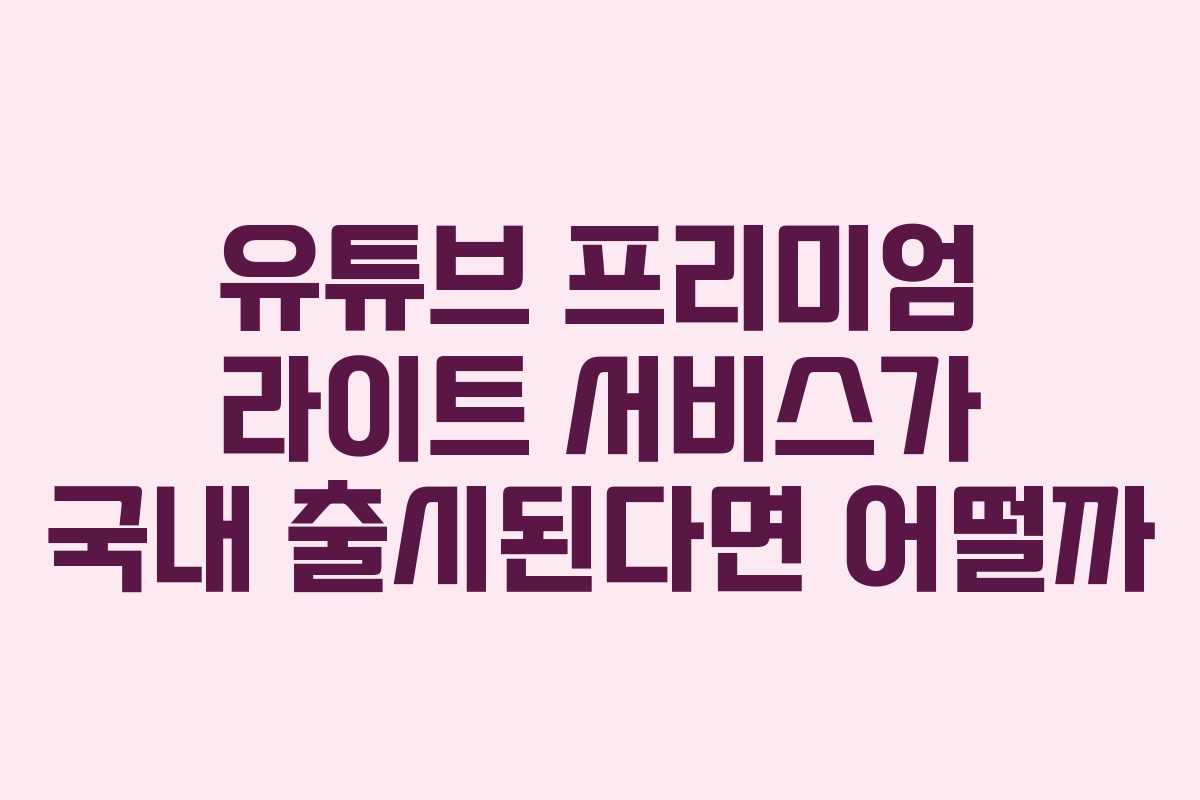유튜브 프리미엄 라이트 서비스가 국내 출시된다면 어떨까