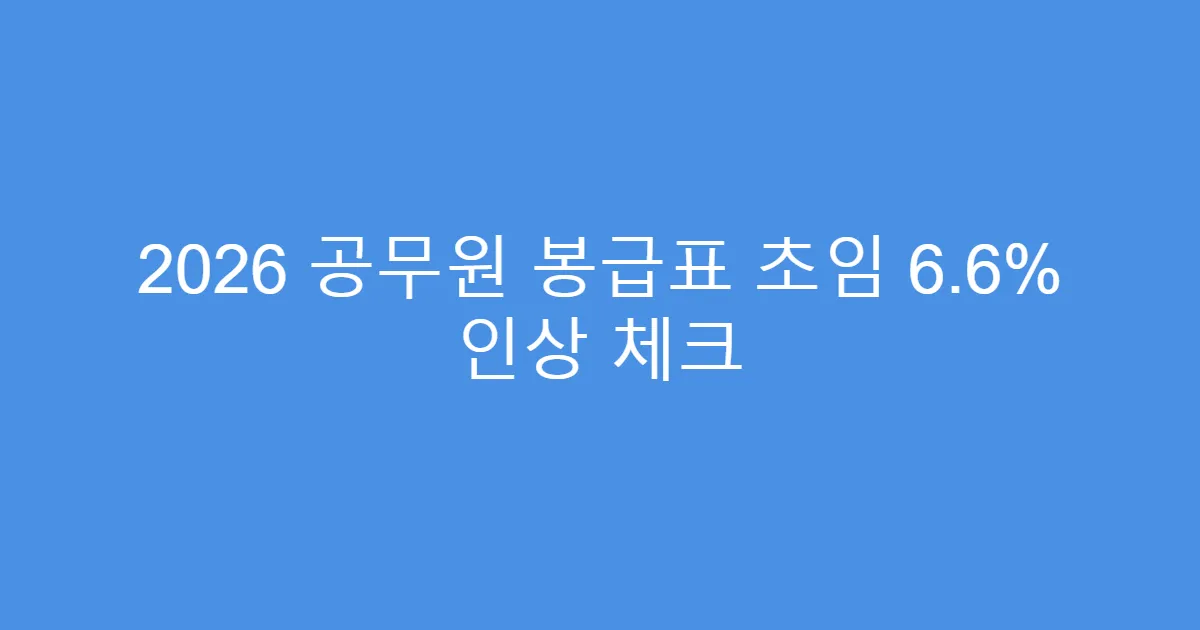 2026 공무원 봉급표 초임 6.6% 인상 체크
