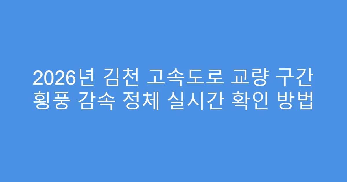 2026년 김천 고속도로 교량 구간 횡풍 감속 정체 실시간 확인 방법