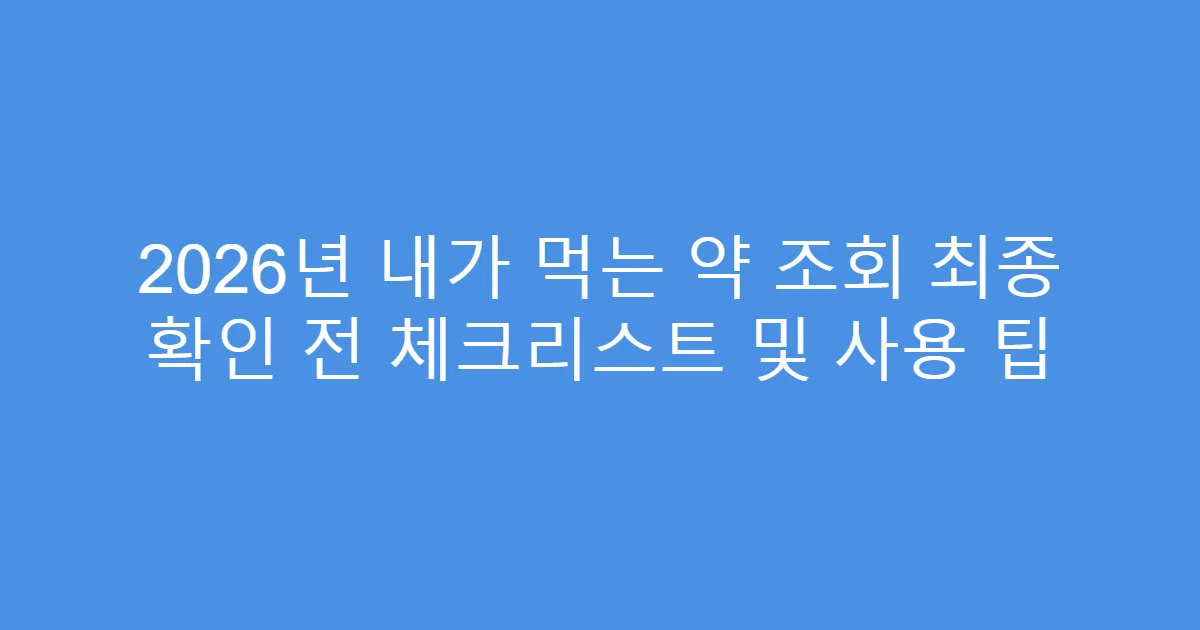 2026년 내가 먹는 약 조회 최종 확인 전 체크리스트 및 사용 팁