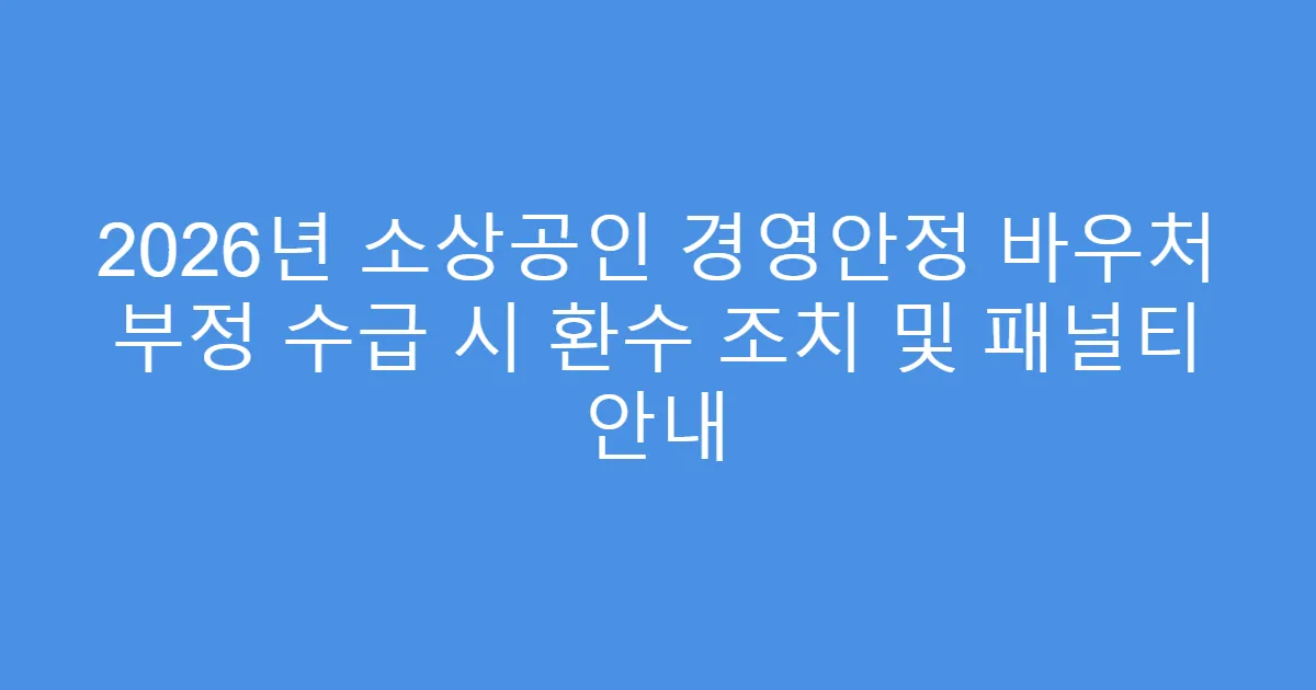 2026년 소상공인 경영안정 바우처 부정 수급 시 환수 조치 및 패널티 안내