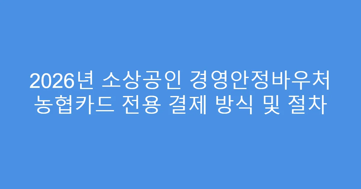 2026년 소상공인 경영안정바우처 농협카드 전용 결제 방식 및 절차