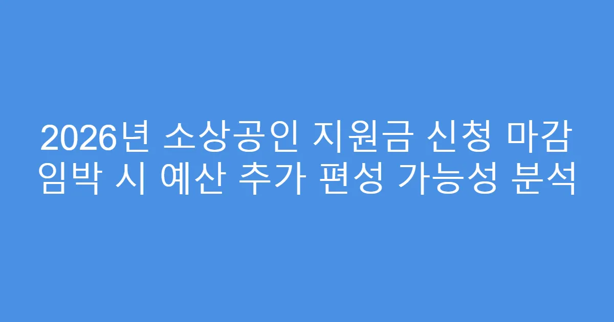 2026년 소상공인 지원금 신청 마감 임박 시 예산 추가 편성 가능성 분석