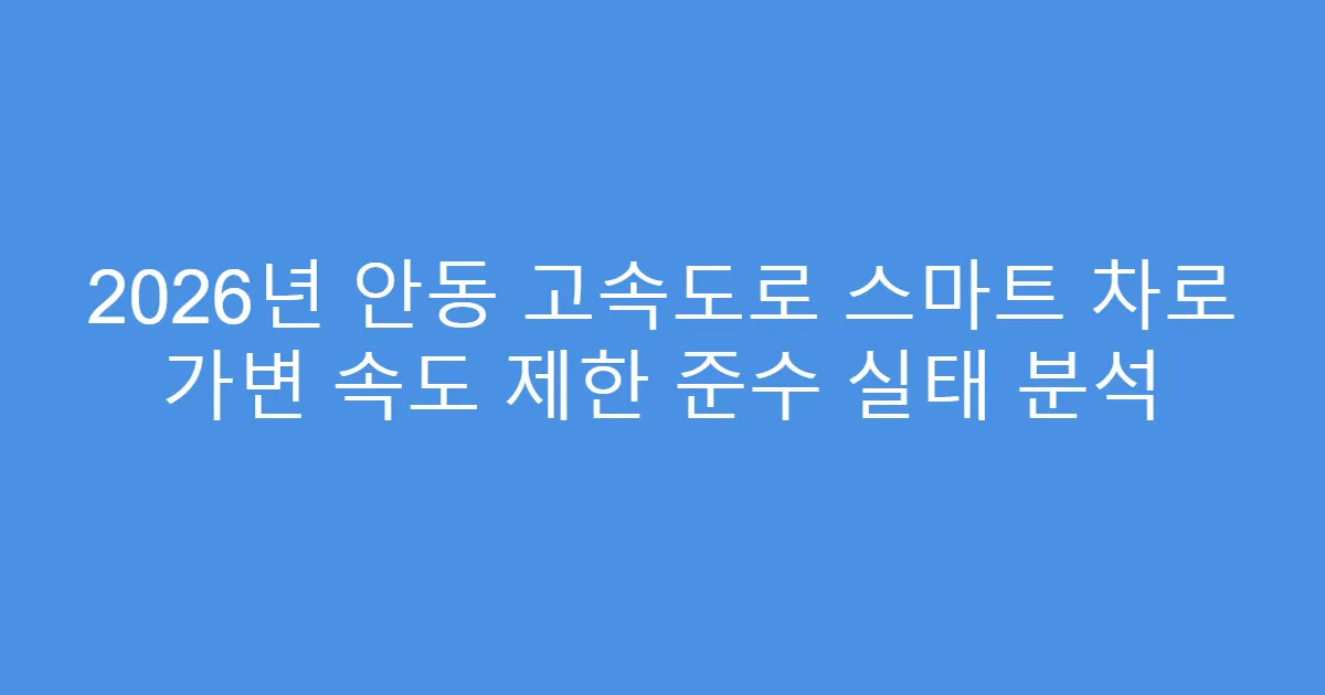 2026년 안동 고속도로 스마트 차로 가변 속도 제한 준수 실태 분석