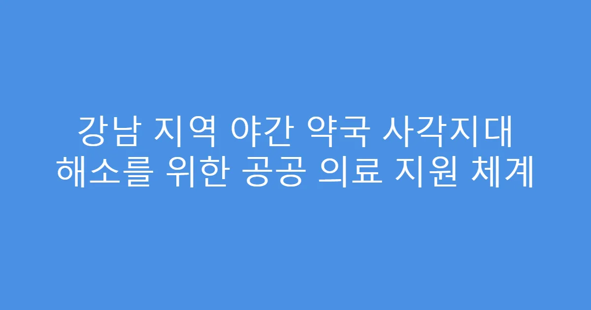 강남 지역 야간 약국 사각지대 해소를 위한 공공 의료 지원 체계