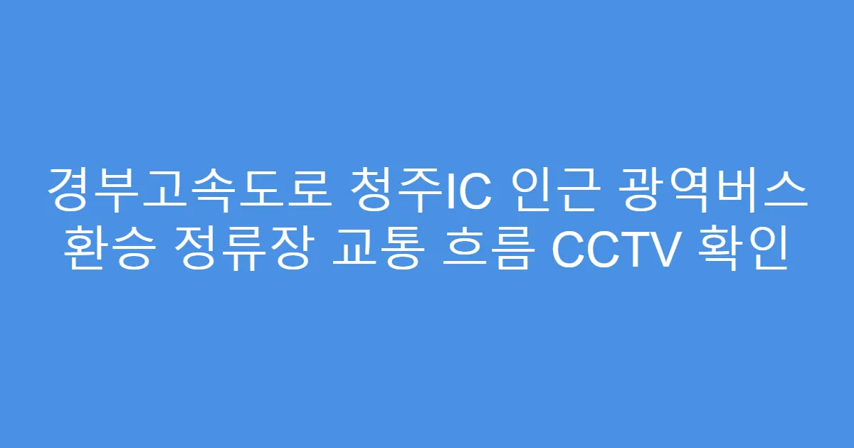 경부고속도로 청주IC 인근 광역버스 환승 정류장 교통 흐름 CCTV 확인