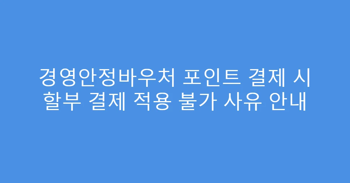경영안정바우처 포인트 결제 시 할부 결제 적용 불가 사유 안내