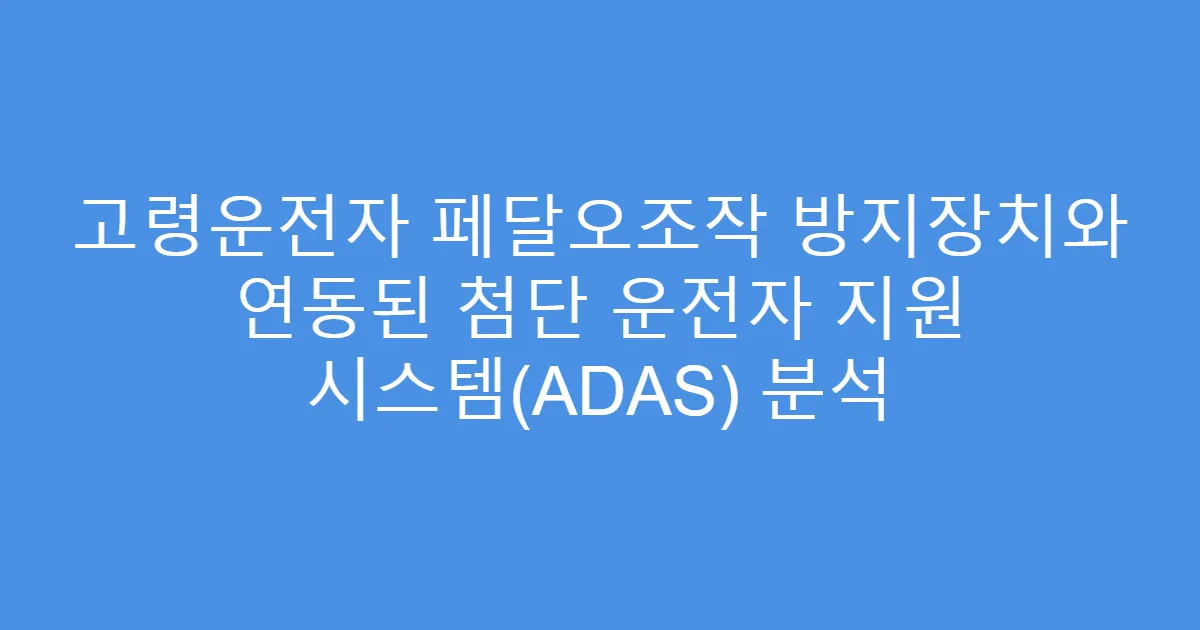 고령운전자 페달오조작 방지장치와 연동된 첨단 운전자 지원 시스템(ADAS) 분석