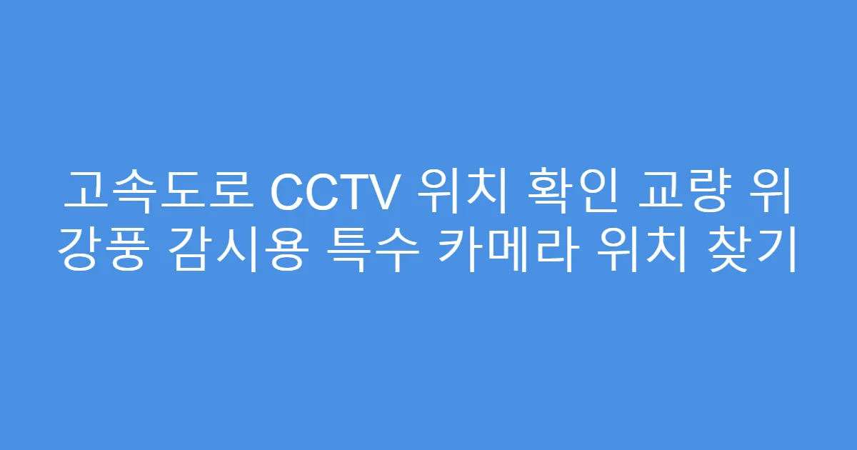 고속도로 CCTV 위치 확인 교량 위 강풍 감시용 특수 카메라 위치 찾기