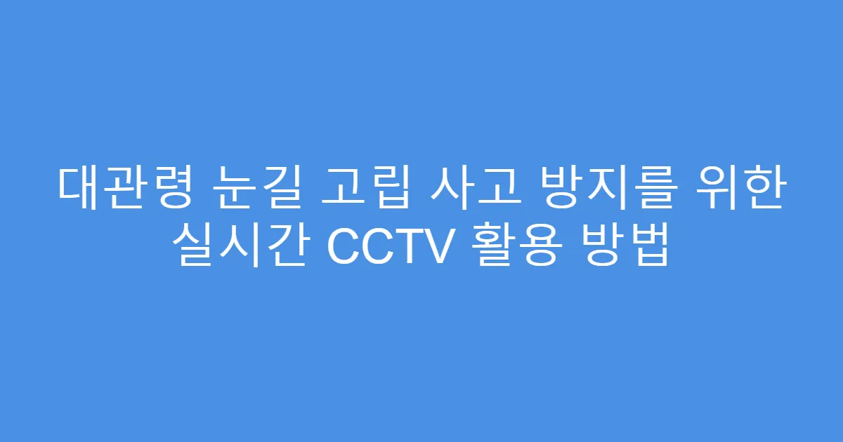 대관령 눈길 고립 사고 방지를 위한 실시간 CCTV 활용 방법