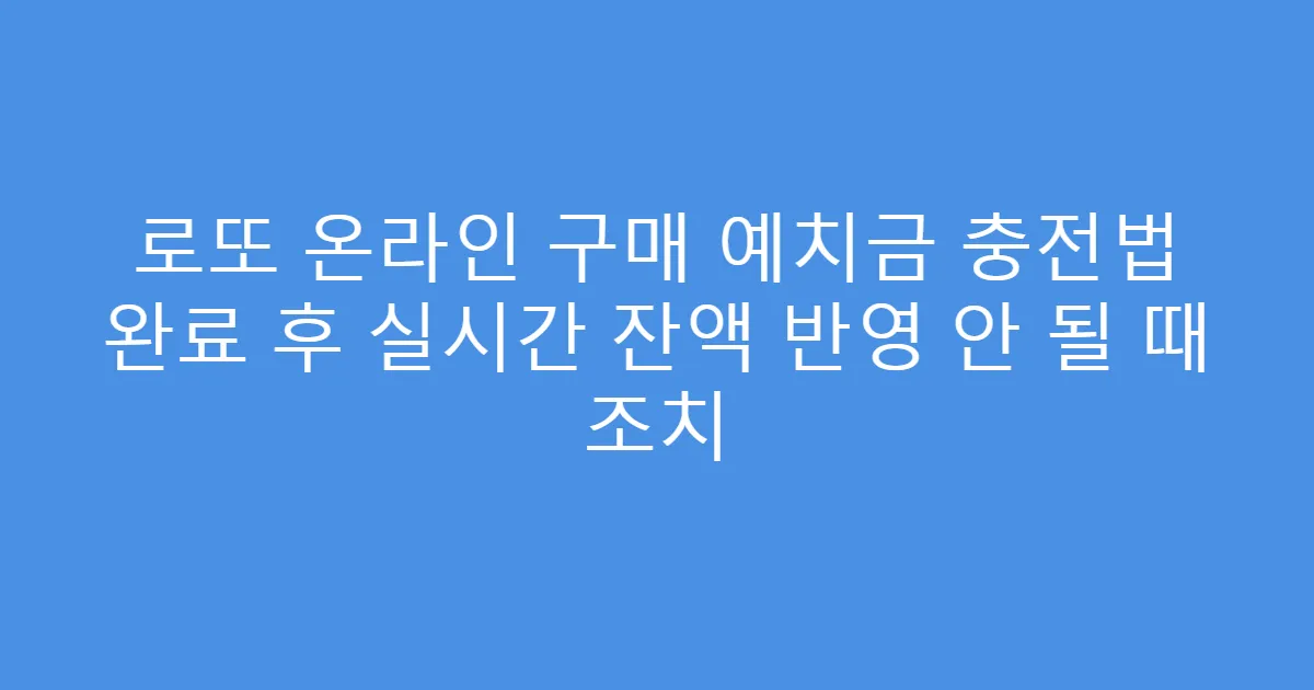 로또 온라인 구매 예치금 충전법 완료 후 실시간 잔액 반영 안 될 때 조치