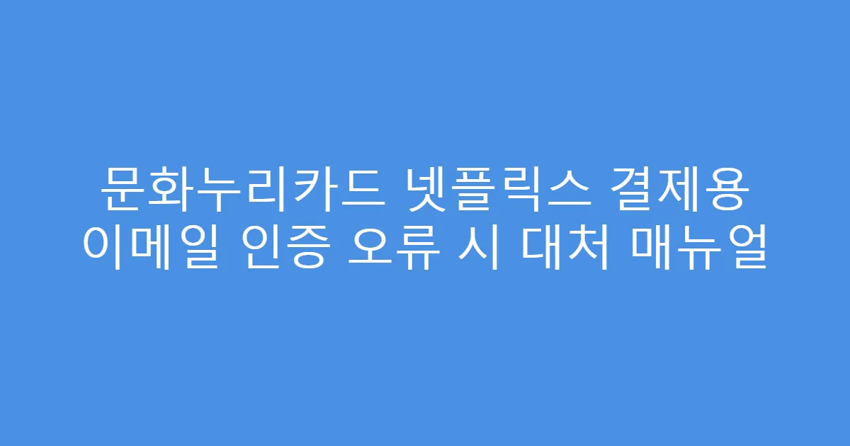 문화누리카드 넷플릭스 결제용 이메일 인증 오류 시 대처 매뉴얼