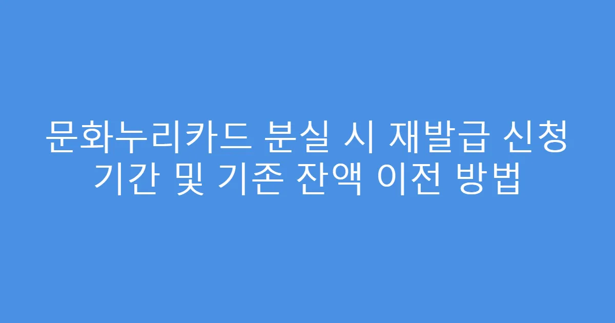문화누리카드 분실 시 재발급 신청 기간 및 기존 잔액 이전 방법