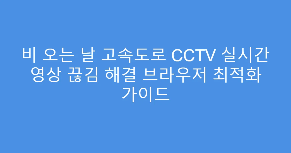 비 오는 날 고속도로 CCTV 실시간 영상 끊김 해결 브라우저 최적화 가이드