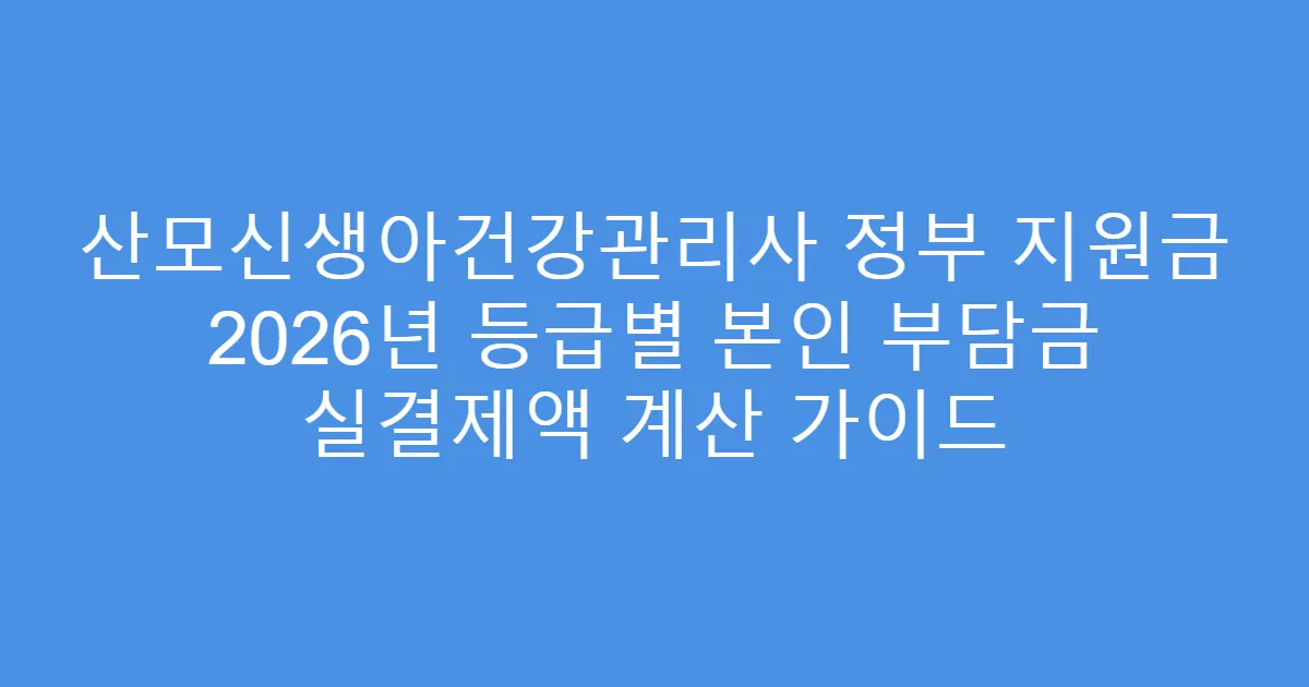 산모신생아건강관리사 정부 지원금 2026년 등급별 본인 부담금 실결제액 계산 가이드