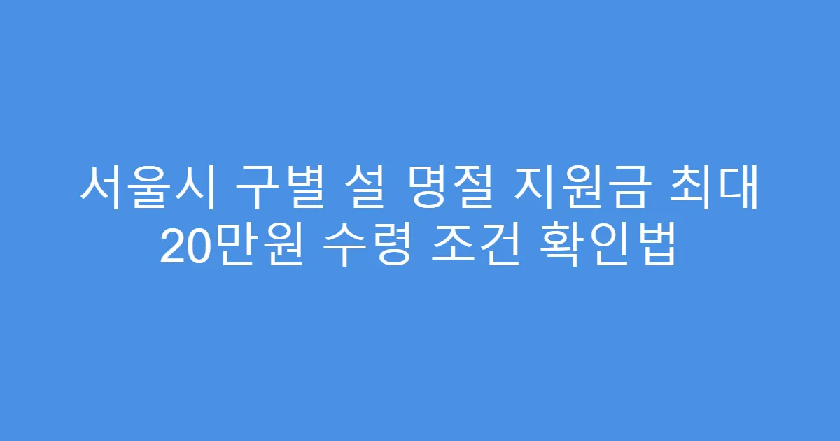 서울시 구별 설 명절 지원금 최대 20만원 수령 조건 확인법
