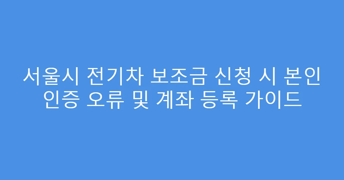 서울시 전기차 보조금 신청 시 본인 인증 오류 및 계좌 등록 가이드