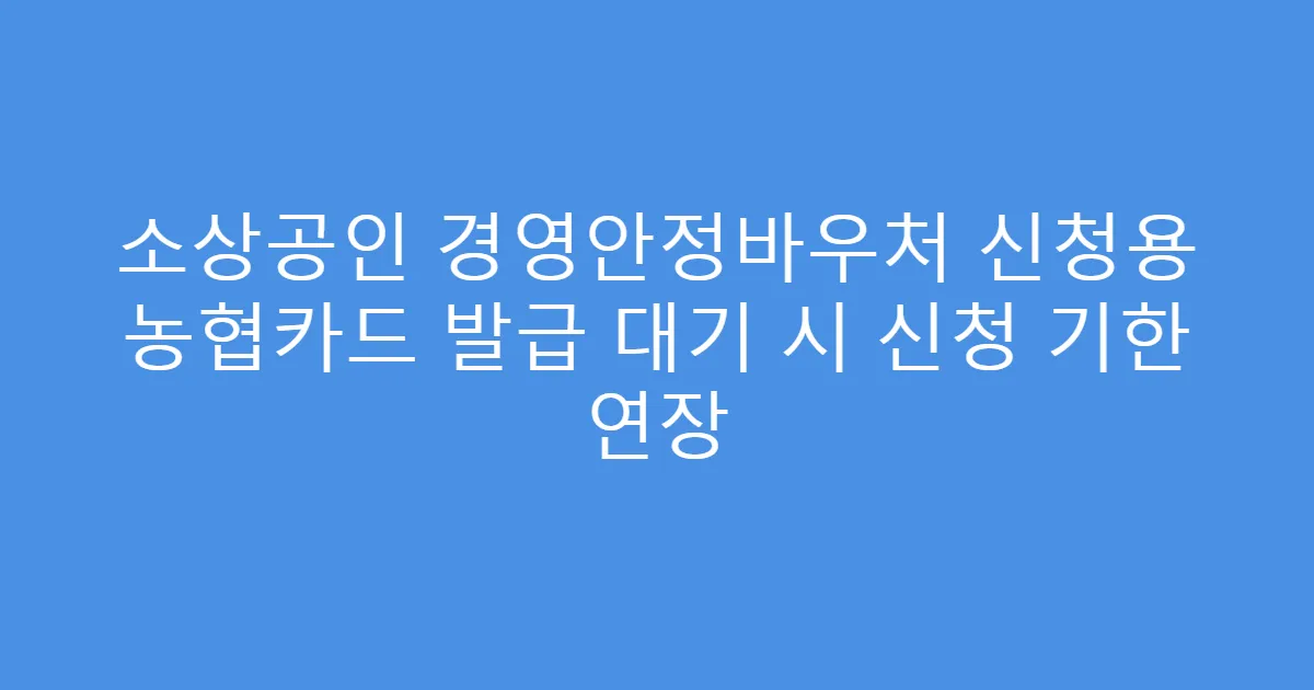 소상공인 경영안정바우처 신청용 농협카드 발급 대기 시 신청 기한 연장