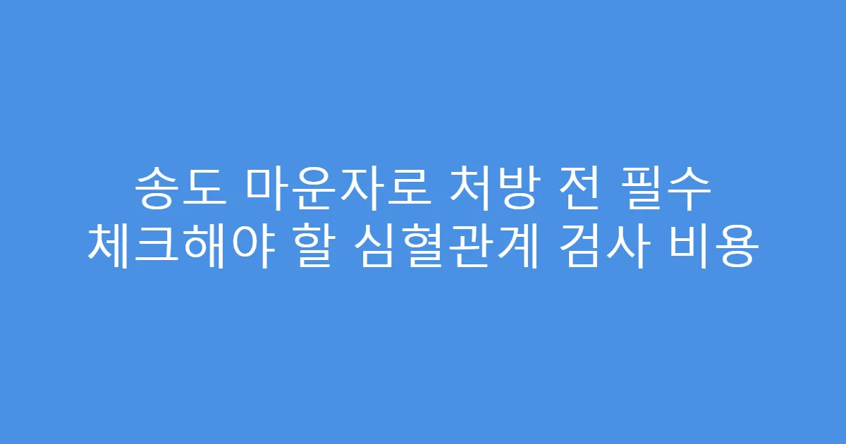 송도 마운자로 처방 전 필수 체크해야 할 심혈관계 검사 비용