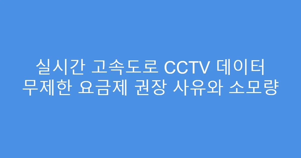 실시간 고속도로 CCTV 데이터 무제한 요금제 권장 사유와 소모량