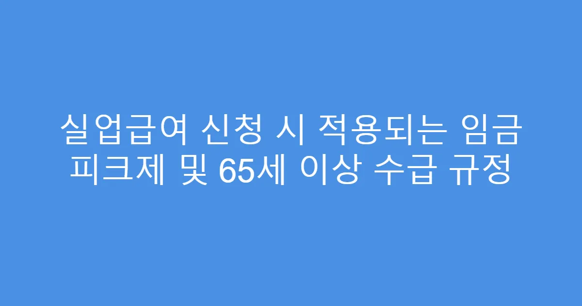 실업급여 신청 시 적용되는 임금 피크제 및 65세 이상 수급 규정