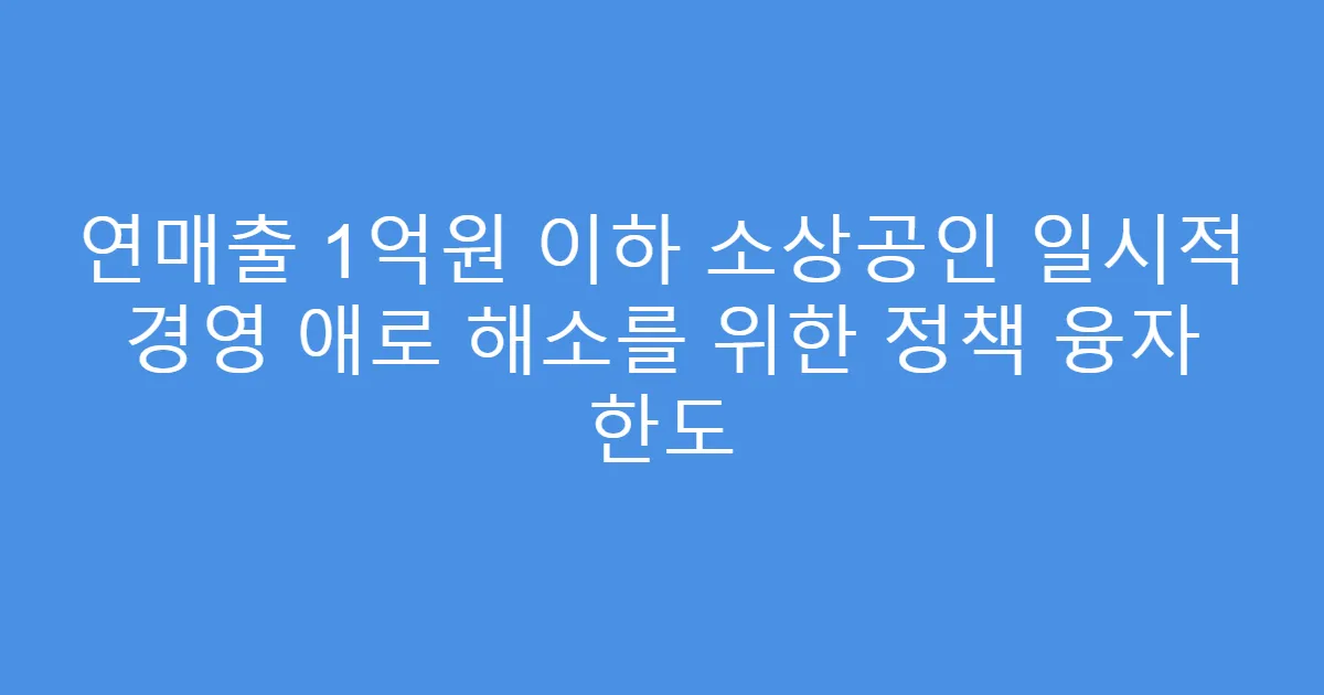 연매출 1억원 이하 소상공인 일시적 경영 애로 해소를 위한 정책 융자 한도