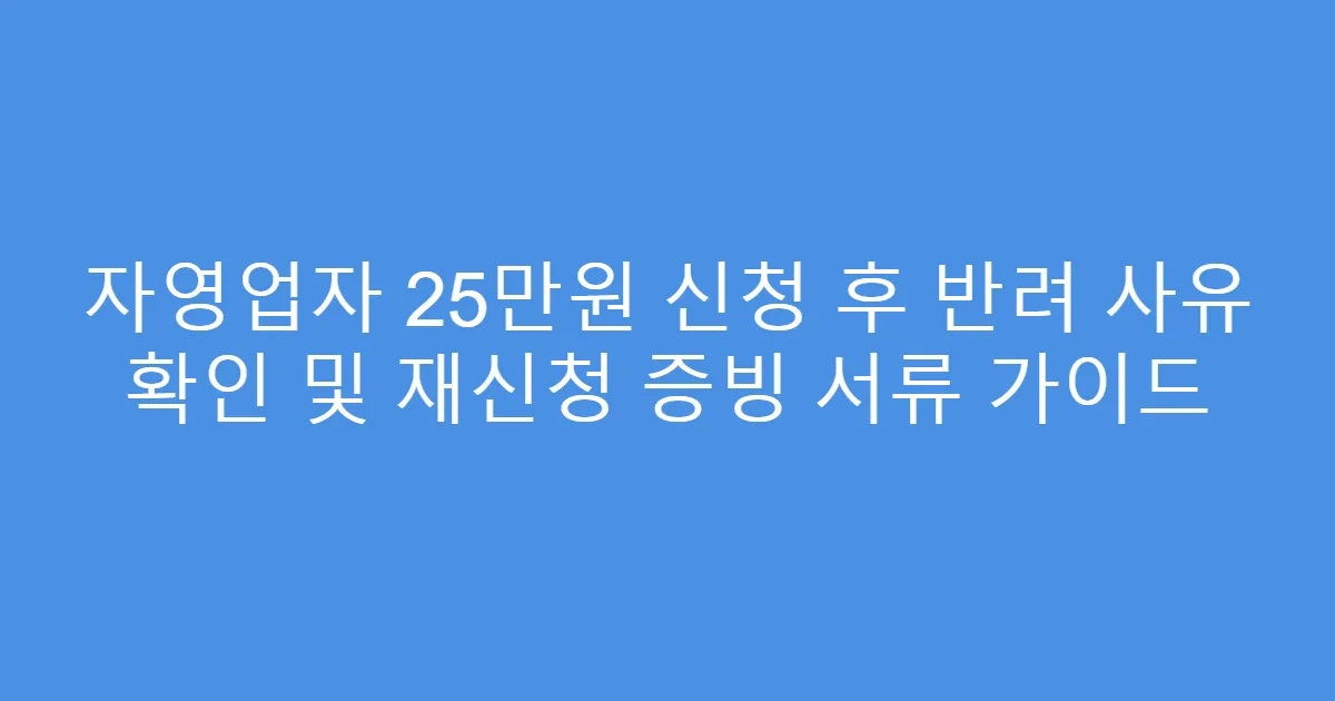 자영업자 25만원 신청 후 반려 사유 확인 및 재신청 증빙 서류 가이드