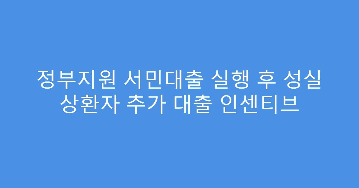 정부지원 서민대출 실행 후 성실 상환자 추가 대출 인센티브