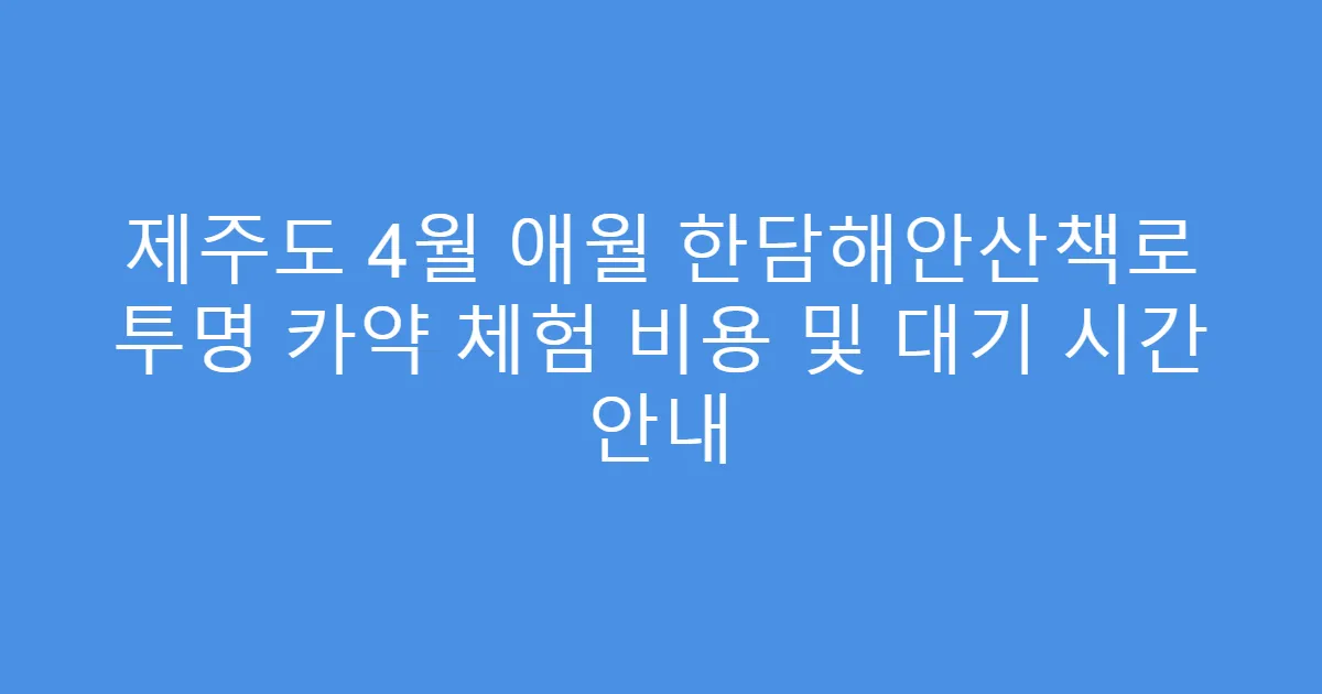제주도 4월 애월 한담해안산책로 투명 카약 체험 비용 및 대기 시간 안내