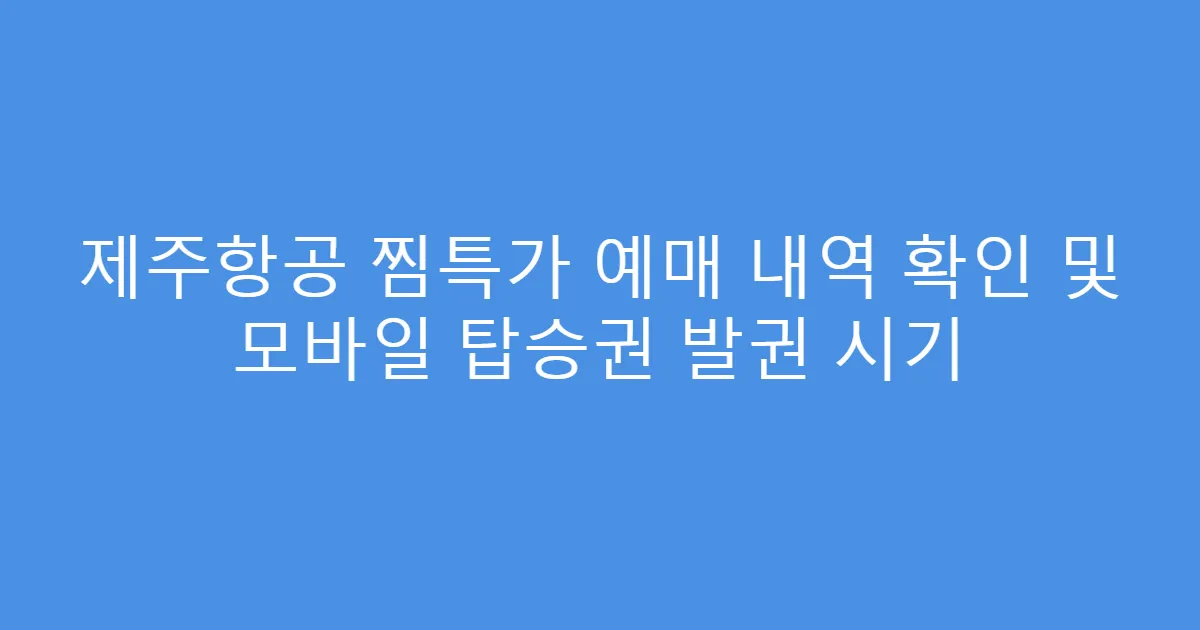 제주항공 찜특가 예매 내역 확인 및 모바일 탑승권 발권 시기