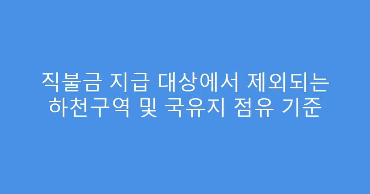 직불금 지급 대상에서 제외되는 하천구역 및 국유지 점유 기준