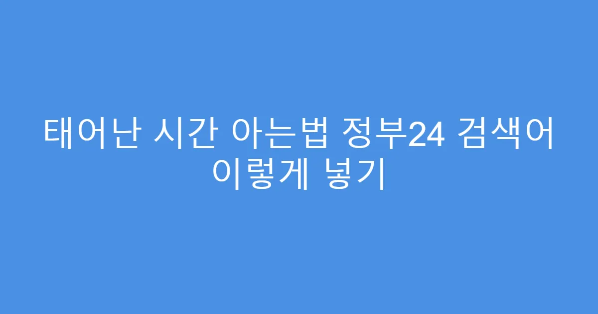 태어난 시간 아는법 정부24 검색어 이렇게 넣기
