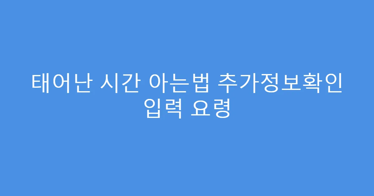 태어난 시간 아는법 추가정보확인 입력 요령