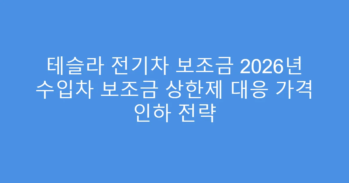 테슬라 전기차 보조금 2026년 수입차 보조금 상한제 대응 가격 인하 전략