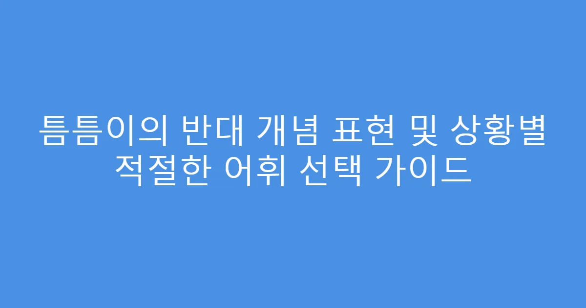 틈틈이의 반대 개념 표현 및 상황별 적절한 어휘 선택 가이드