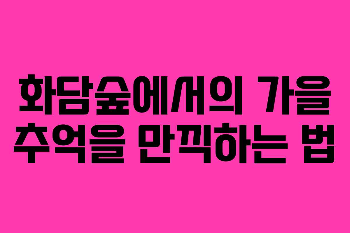 화담숲에서의 가을 추억을 만끽하는 법