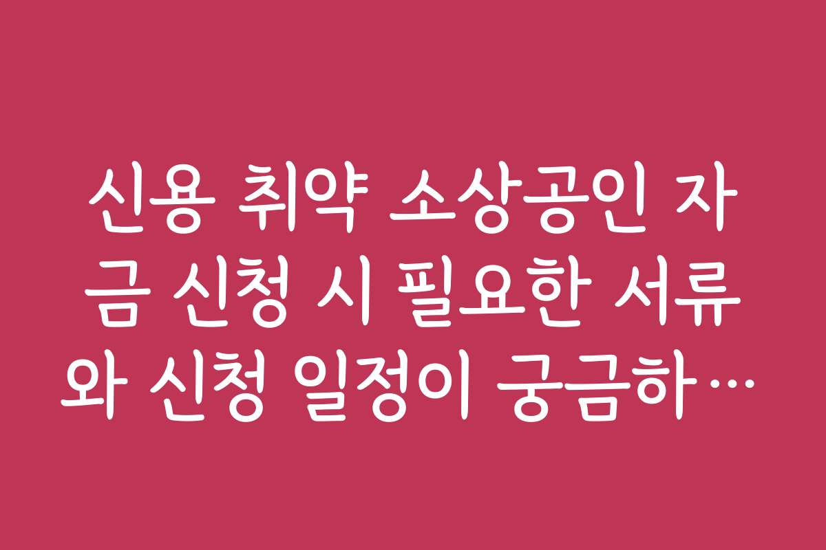 신용 취약 소상공인 자금 신청 시 필요한 서류와 신청 일정이 궁금하세요