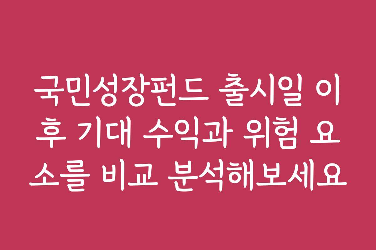 국민성장펀드 출시일 이후 기대 수익과 위험 요소를 비교 분석해보세요