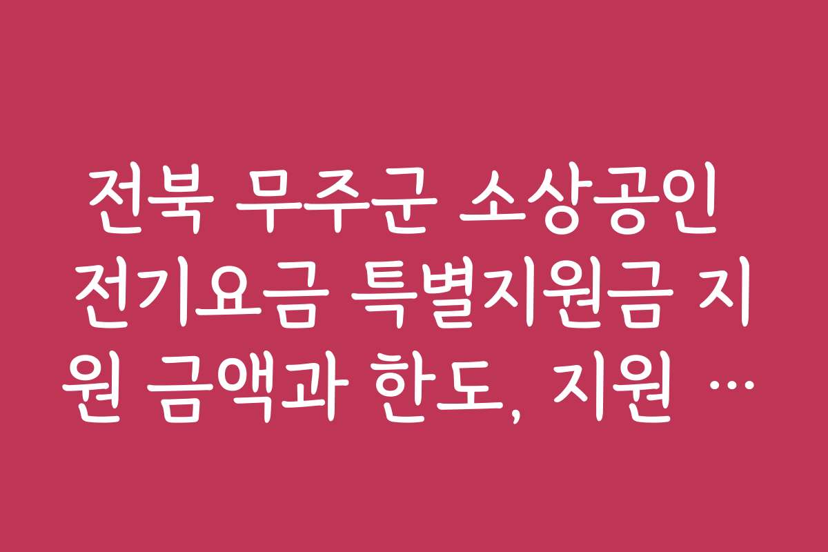 전북 무주군 소상공인 전기요금 특별지원금 지원 금액과 한도, 지원 대상별 차이점을 설명합니다