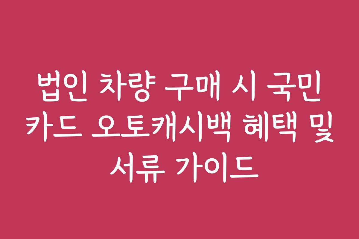법인 차량 구매 시 국민카드 오토캐시백 혜택 및 서류 가이드