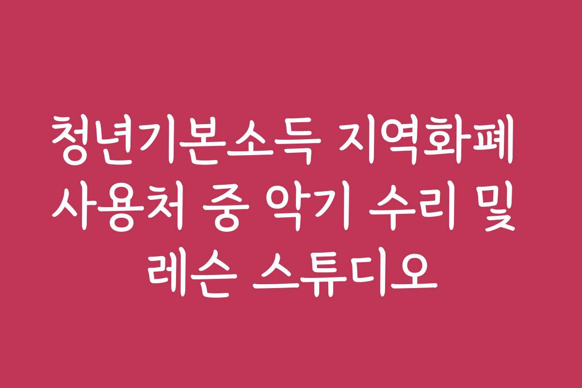 청년기본소득 지역화폐 사용처 중 악기 수리 및 레슨 스튜디오