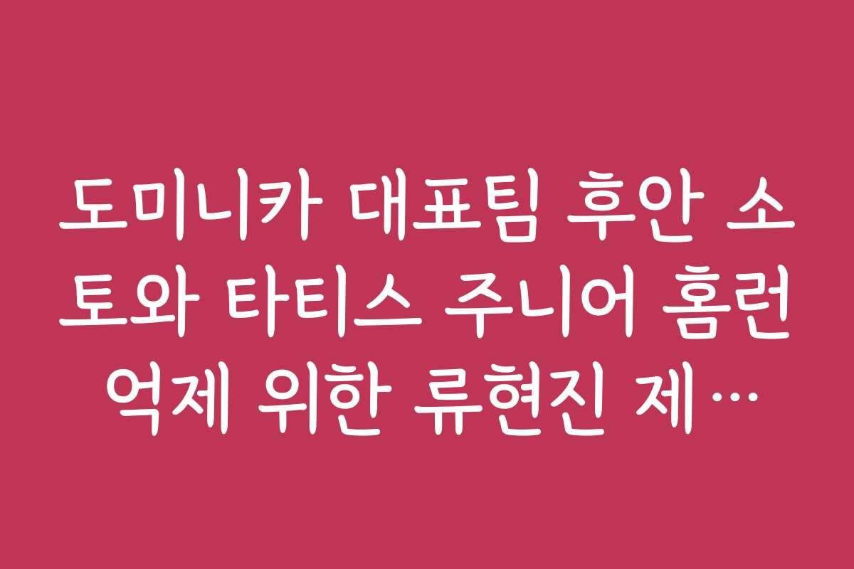 도미니카 대표팀 후안 소토와 타티스 주니어 홈런 억제 위한 류현진 제구력 승부