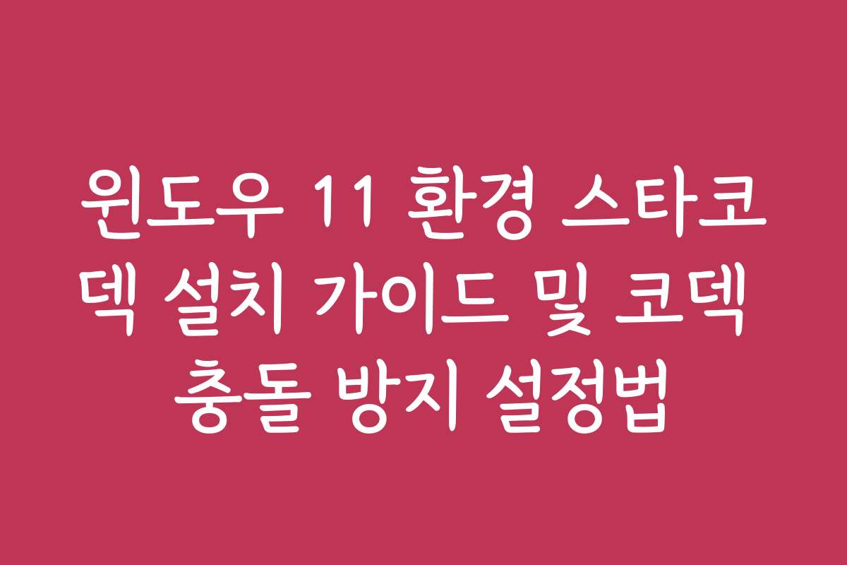 윈도우 11 환경 스타코덱 설치 가이드 및 코덱 충돌 방지 설정법