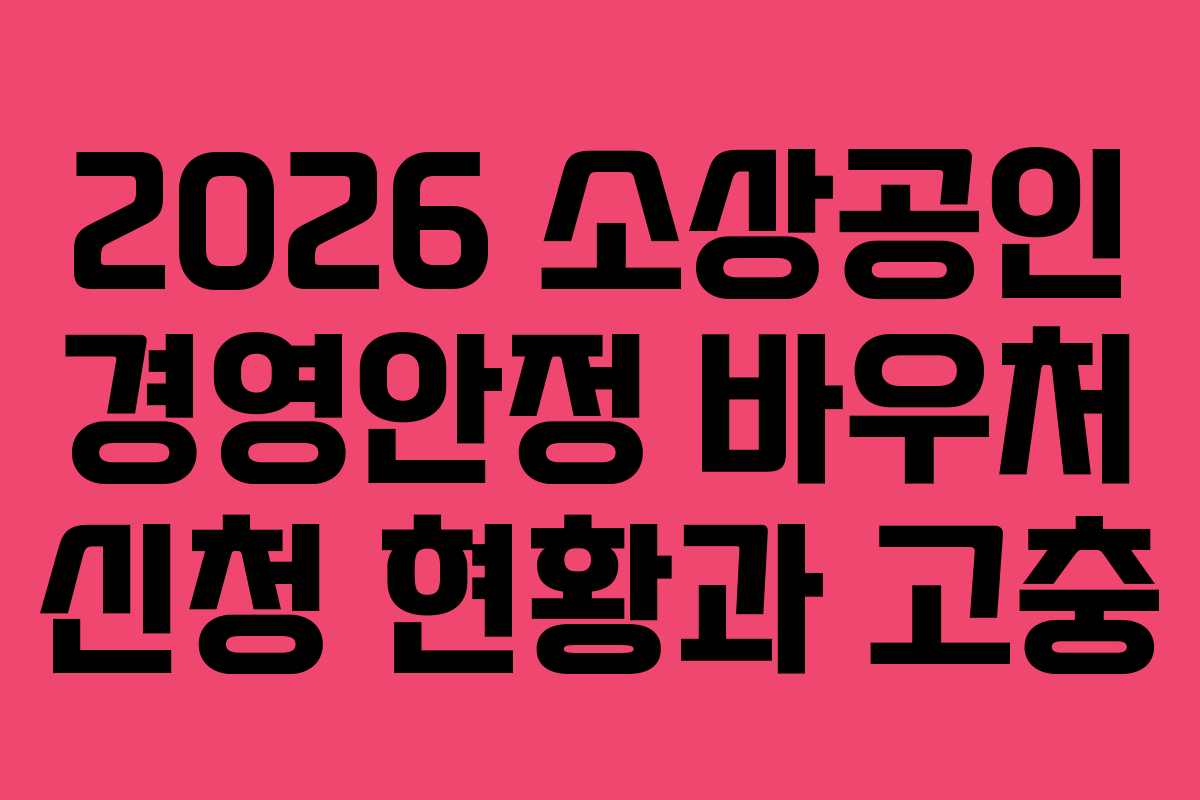 2026 소상공인 경영안정 바우처 신청 현황과 고충