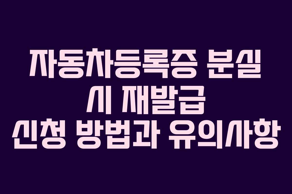 자동차등록증 분실 시 재발급 신청 방법과 유의사항