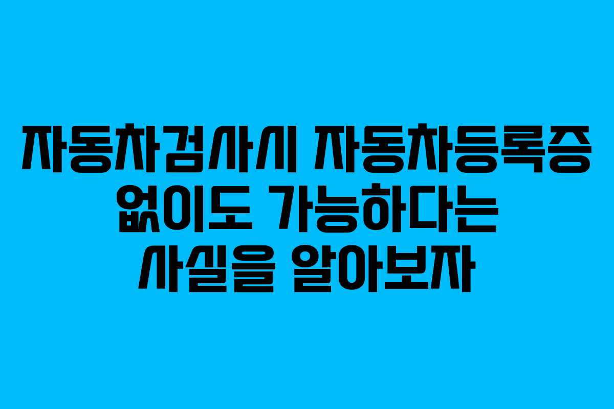 자동차검사시 자동차등록증 없이도 가능하다는 사실을 알아보자