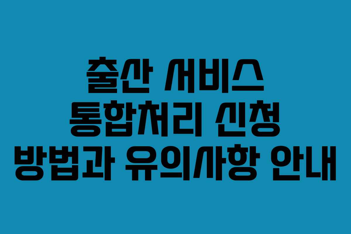 출산 서비스 통합처리 신청 방법과 유의사항 안내